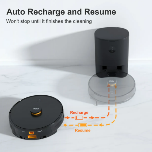 Images of IMOU robot vacuum cleaner with automatic charging system