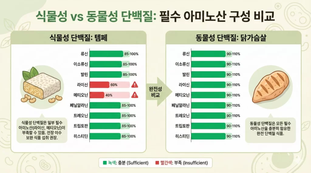 식물성 단백질과 동물성 단백질 비교 인포그래