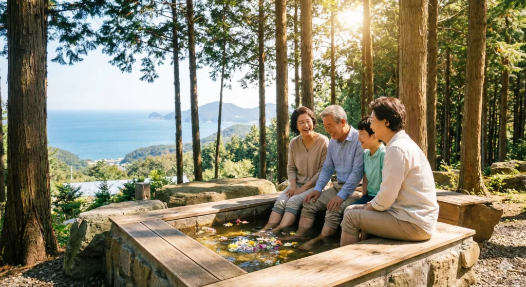 통영 나폴리농원 피톤치드 족욕장 - 편백나무 숲 속 크나이프 체험