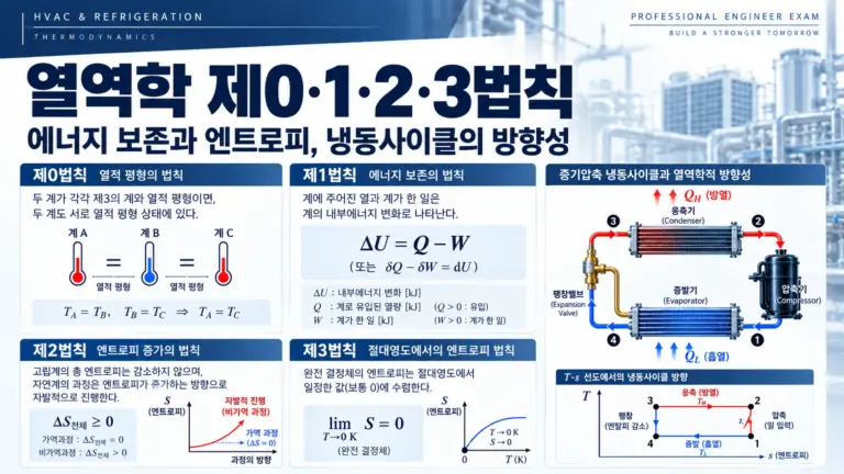 열역학 제0·1·2·3법칙 에너지 보존과 엔트로피, 냉동사이클의 방향성